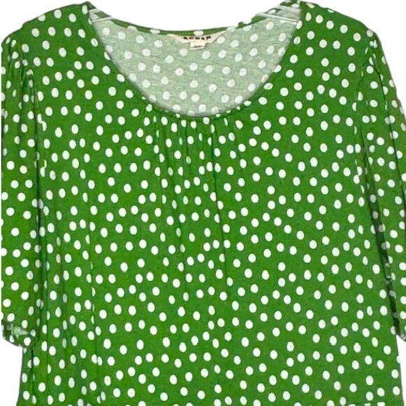 Boden Louisa Short Polka Dot Jersey Fit & Flare Dress - Green/White - 14 - Picture 4 of 8